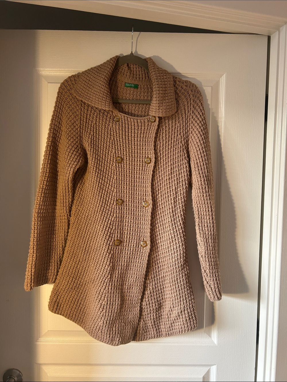 United Colors Of Benetton Chunky Knit Double-Breasted Cardigan - Beige/LightBrow